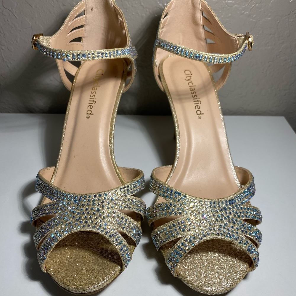 Gold Sparkly Strappy Heels